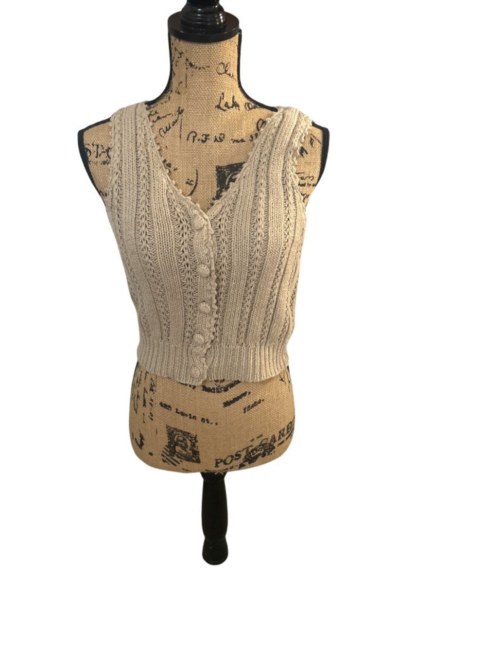 VTG Moda International Victoria Secret Beige Knit Cropped Vest Small
